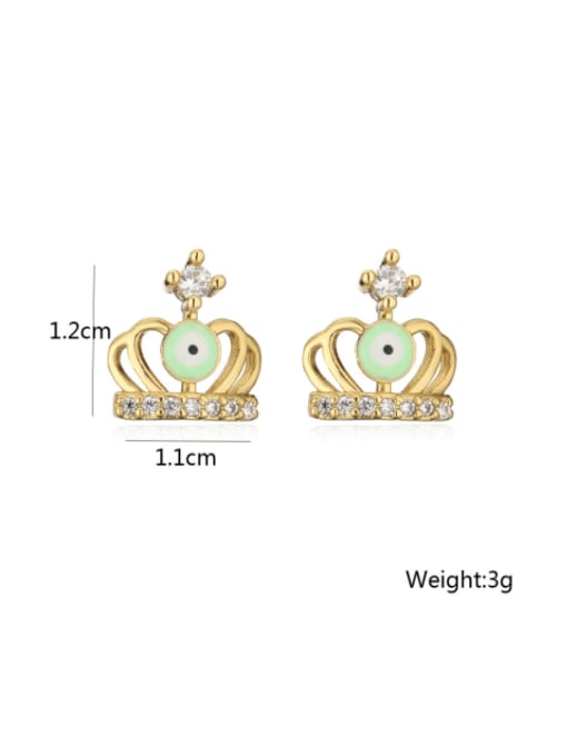 AOG Brass Cubic Zirconia Enamel Crown Cute Stud Earring 1
