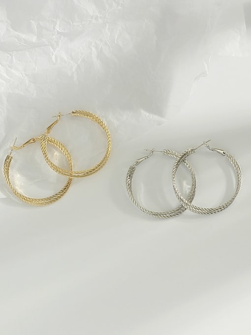 HYACINTH Copper Hollow Round Minimalist Hoop Trend Korean Fashion Earring 1