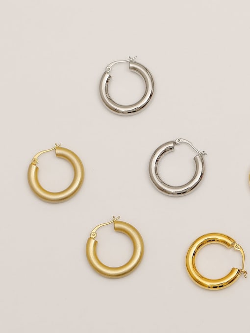HYACINTH Brass  Smooth Geometric Vintage Hoop Trend Korean Fashion Earring 0
