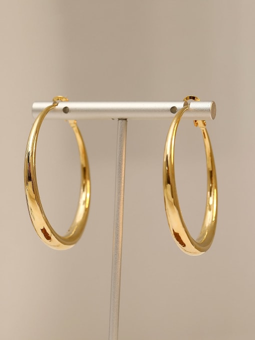 HYACINTH Brass Smooth Geometric Minimalist Hoop Trend Korean Fashion Earring 0
