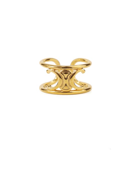 ACCA Brass Hollow Geometric Vintage Band Ring 0