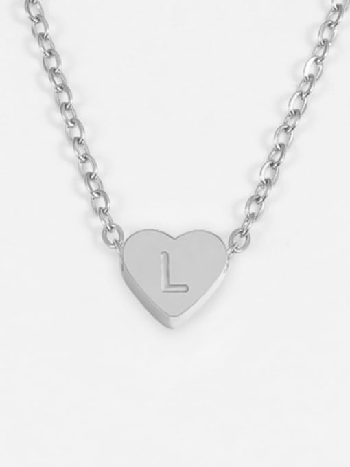 L steel color Stainless steel Letter Minimalist Necklace