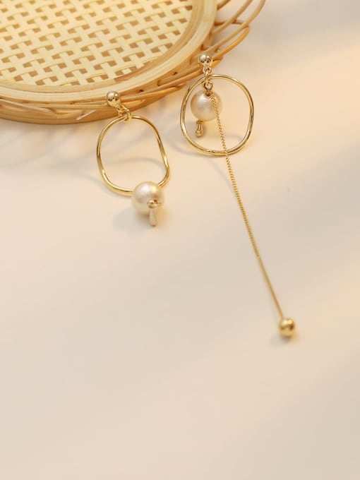 HYACINTH Copper Imitation Pearl Tassel Minimalist Drop Trend Korean Fashion Earring 2