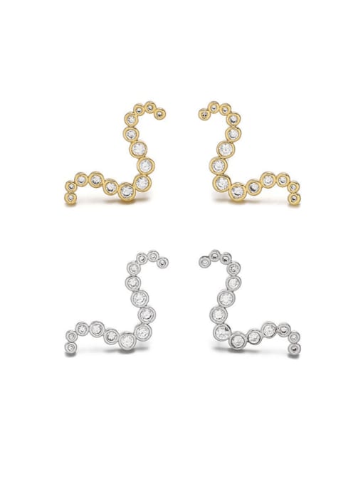 ACCA Brass Rhinestone Geometric Minimalist Stud Earring 0