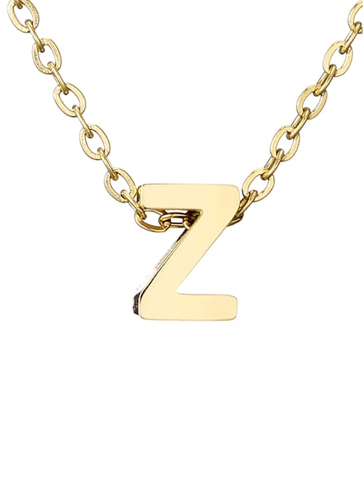 Z 14 K gold Titanium Letter Minimalist Initials Pendant Necklace