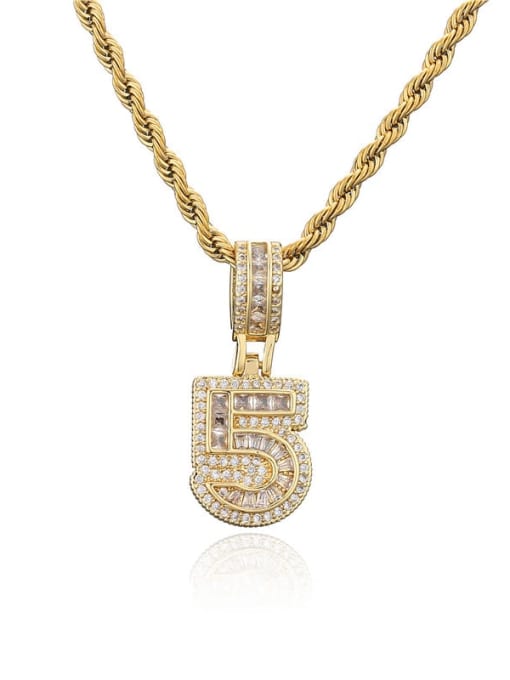 5 Pendant (without chain) Brass Cubic Zirconia Trend Number Pendant