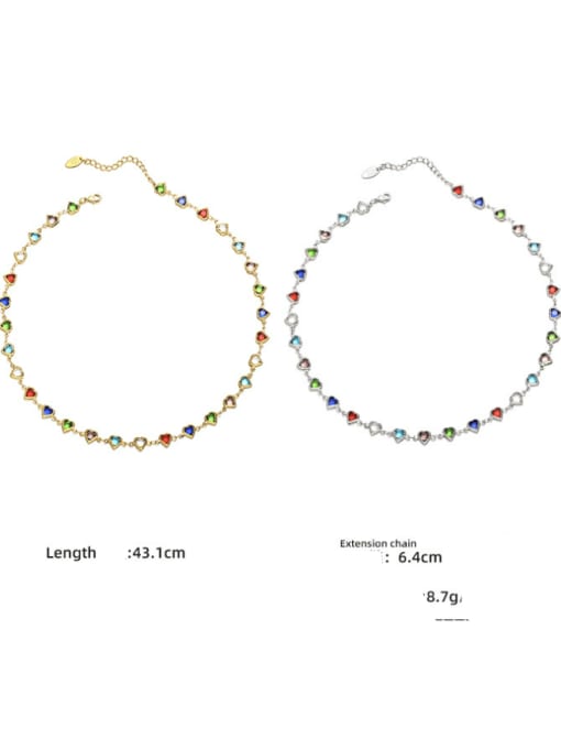 ACCA Brass Glass Stone Heart Minimalist Necklace 3