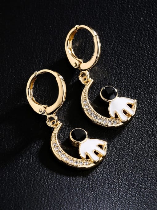 AOG Brass Cubic Zirconia Enamel Irregular Vintage Huggie Earring 1