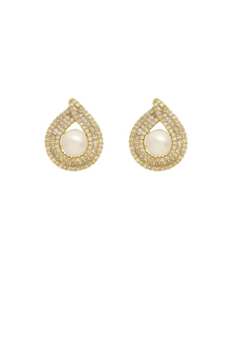 HYACINTH Brass Cubic Zirconia Water Drop Dainty Stud Earring 2