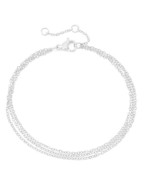 Three layer steel color Stainless steel Irregular Minimalist Strand Bracelet