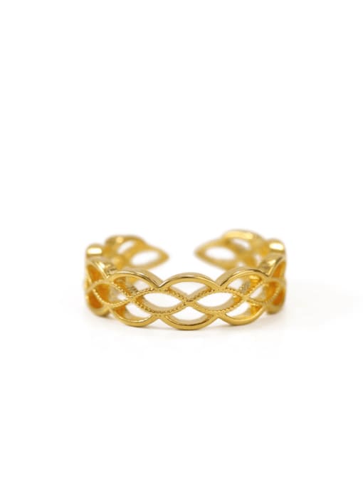 golden Brass Hollow Geometric Vintage Band Ring