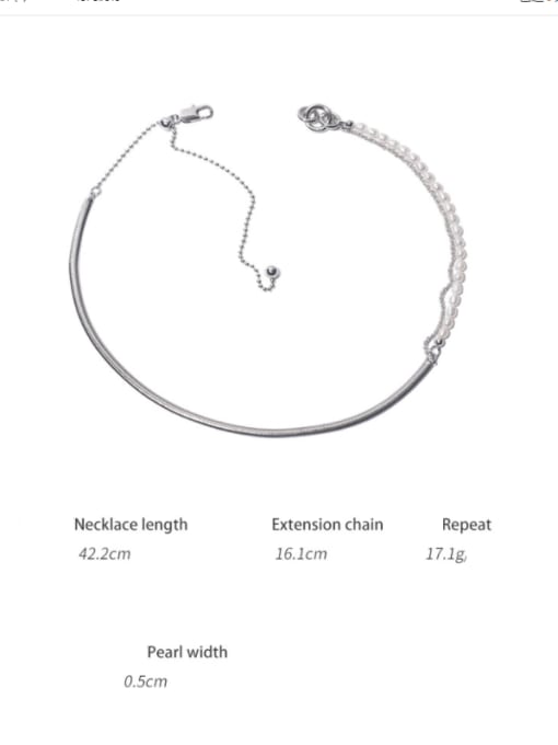 TINGS Brass Imitation Pearl Geometric Minimalist Necklace 3