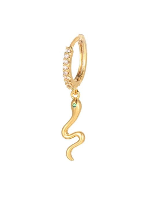 748 gold Brass Cubic Zirconia Snake Vintage Single Earring(Single -Only One)