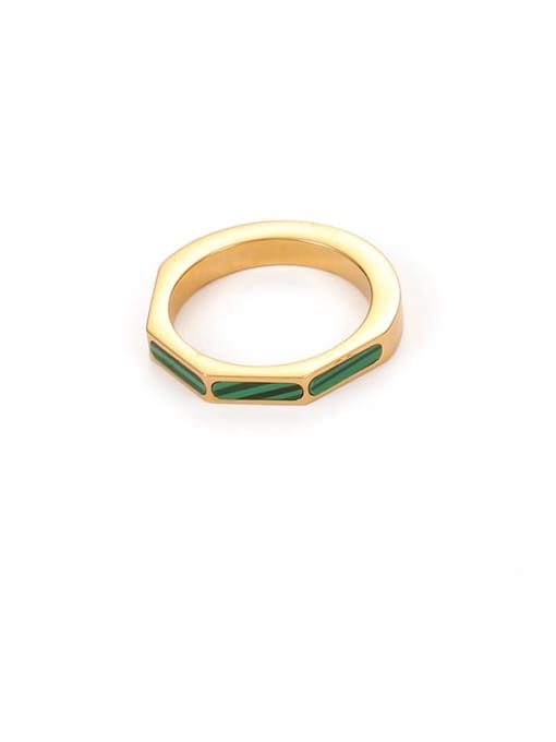 Malachite Ring Brass shell Geometric Minimalist Band Ring