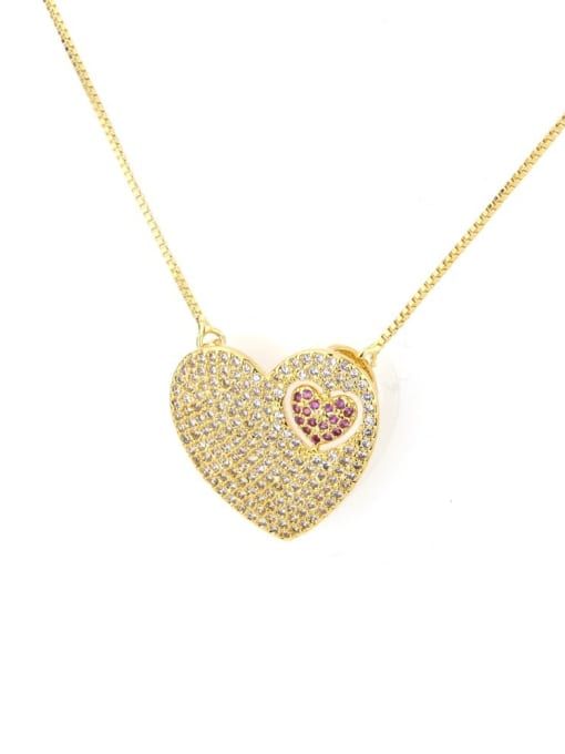 Gold plated white zircon Brass Cubic Zirconia Heart Dainty Necklace