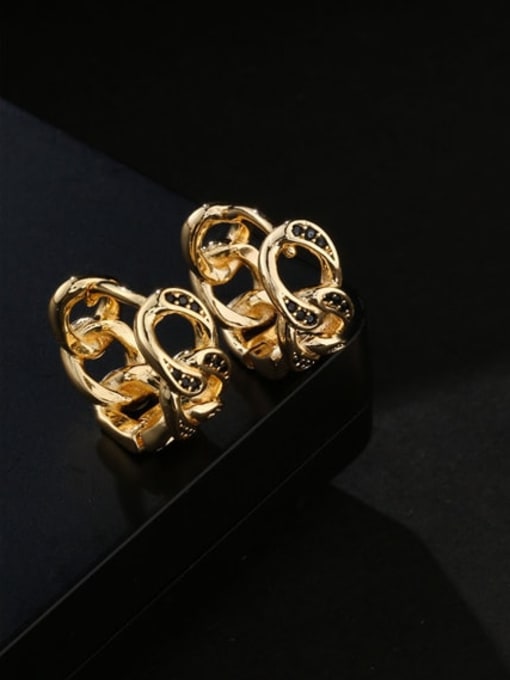 AOG Brass Cubic Zirconia Geometric Vintage Huggie Earring 2