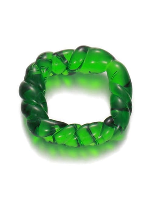 Green square ring Hand  Glass Multi Color Twist Square Minimalist Band Ring