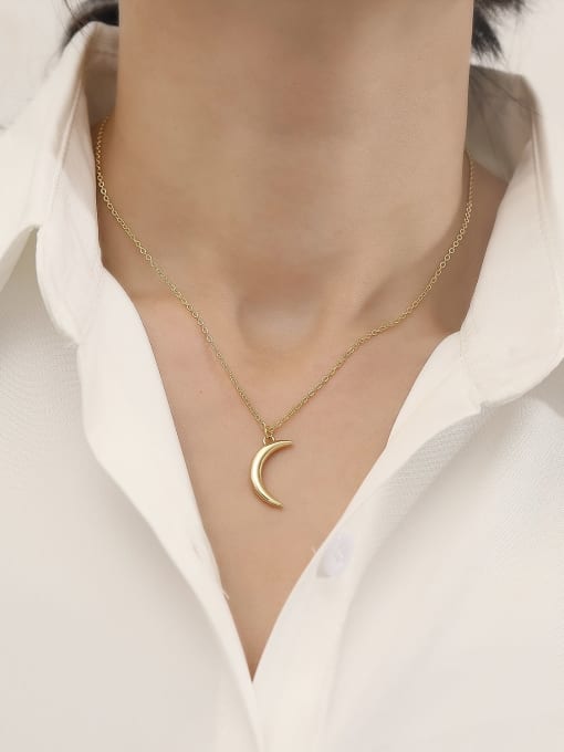 HYACINTH Brass Moon Minimalist Necklace 2