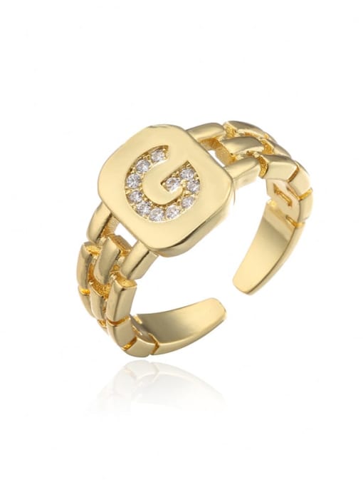 G Brass Cubic Zirconia Letter Vintage Band Ring