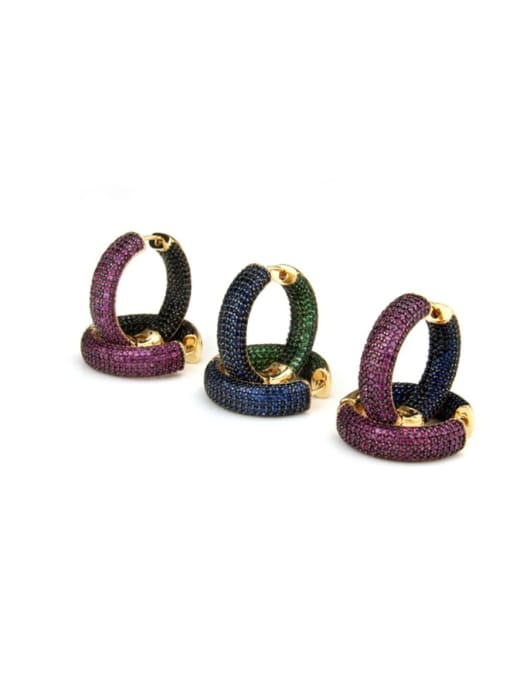 renchi Brass Cubic Zirconia Round Minimalist Hoop Earring