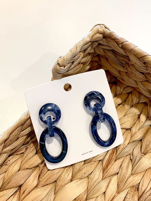 Blue acrylic Oval Pendant Earrings Alloy Resin Geometric Vintage Drop Earring/Multi-Color Optional