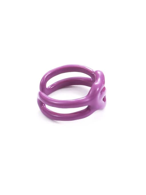 Purple line (No. 6 ring) Zinc Alloy Enamel Geometric Minimalist Band Ring