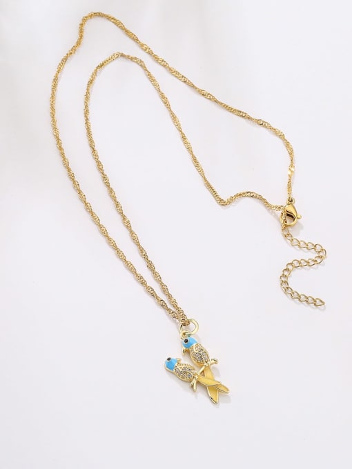 AOG Brass Enamel Bird Vintage Necklace 2