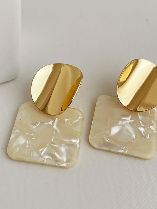Square off white Zinc Alloy Acrylic Water Drop Minimalist Earring