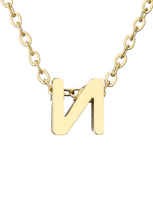 N 14 K gold Titanium Letter Minimalist Initials Pendant Necklace