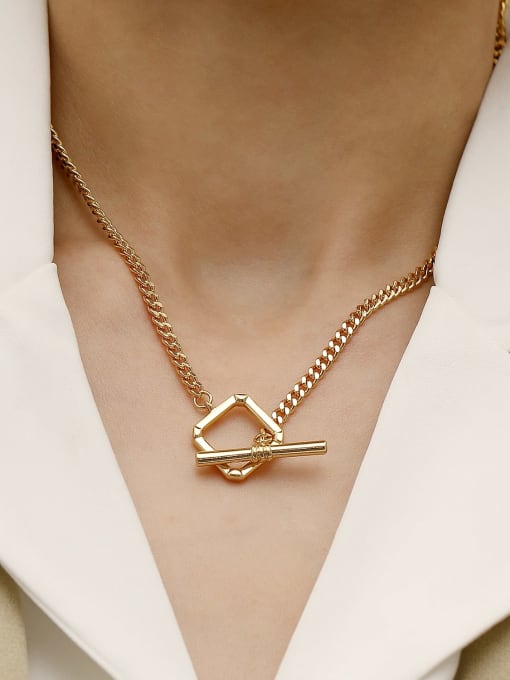 HYACINTH Brass Hollow Geometric Minimalist Trend Korean Fashion Necklace 2