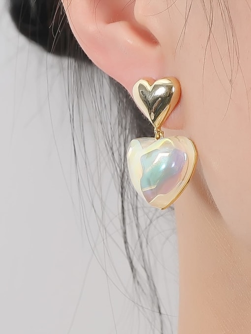 HYACINTH Brass Imitation Pearl Heart Minimalist Drop Earring 1