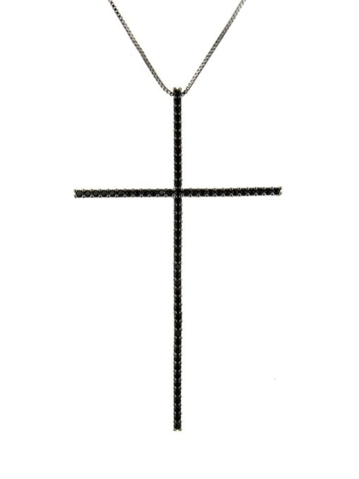 Black zircon plating Brass Cubic Zirconia Religious Minimalist Regligious Necklace