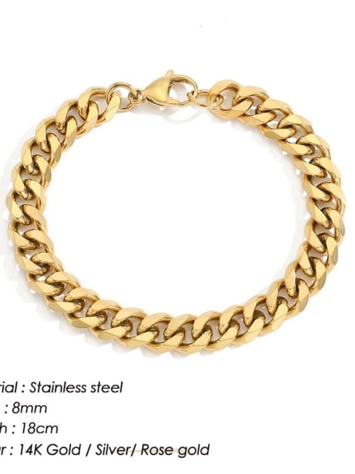 Gold 8mm 18cm Stainless steel Irregular Vintage Link Bracelet