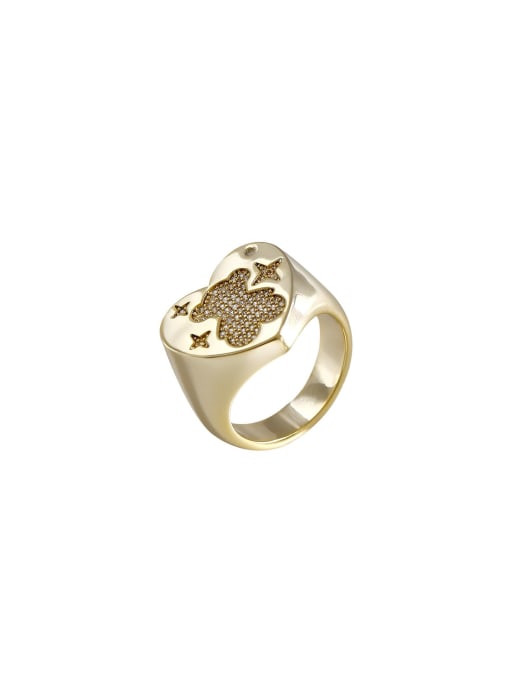 HYACINTH Brass Cubic Zirconia Heart Minimalist Band Ring 3