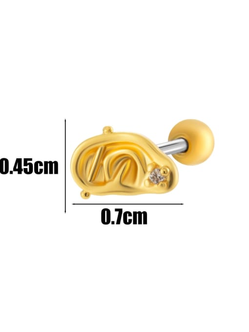4  # Gold--Single Brass Cubic Zirconia Bowknot Moon Cute Single Earring