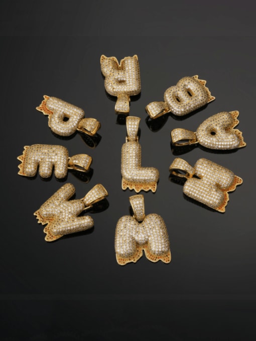 AOG Brass Cubic Zirconia Vintage Letter Pendant 0