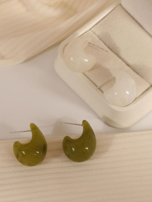 HYACINTH Brass Resin Water Drop Minimalist Stud Earring