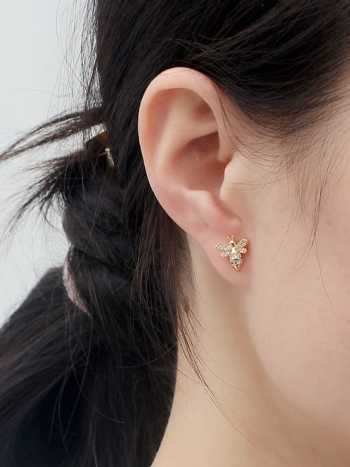 HYACINTH Copper Cubic Zirconia Cute  Bee Stud Trend Korean Fashion Earring 2