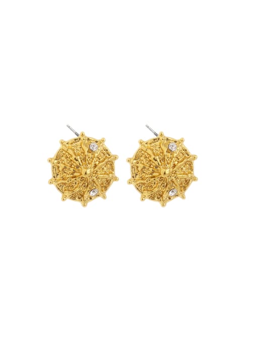 gold Brass Flower Vintage Stud Earring