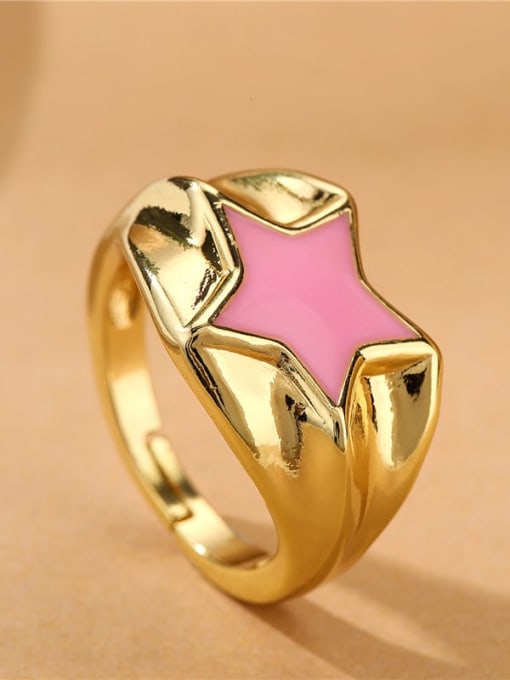 AOG Brass Enamel Five-Pointed Star Minimalist Band Ring 2