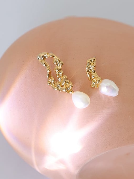Five Color Brass Imitation Pearl Irregular Vintage Drop Earring