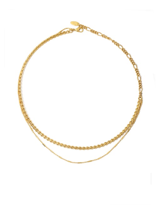 Double layer Necklace Brass Cubic Zirconia Geometric Vintage Multi Strand Necklace
