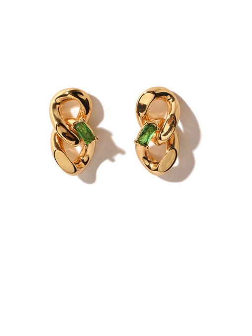 Chain Earrings Brass Cubic Zirconia Geometric Hip Hop Stud Earring