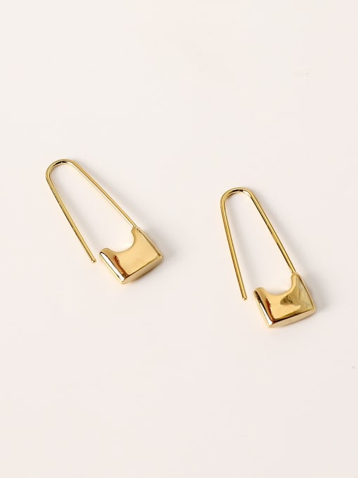 14k Gold Brass Geometric Minimalist Hook Trend Korean Fashion Earring