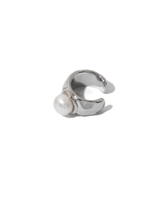 Silver (Single) Brass Imitation Pearl Geometric Minimalist Single Earring
