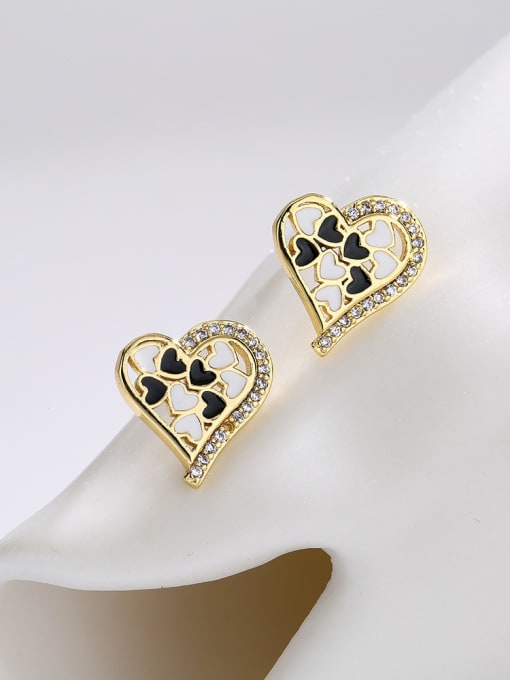 AOG Brass Cubic Zirconia Heart Vintage Stud Earring 1