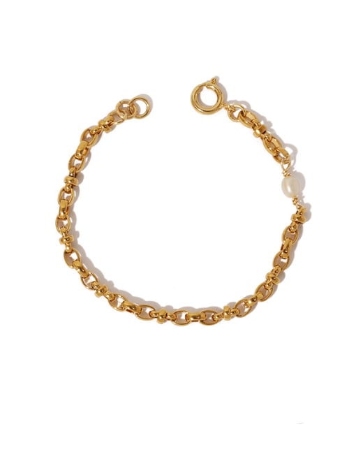 ACCA Brass Imitation Pearl Geometric Vintage Bracelet