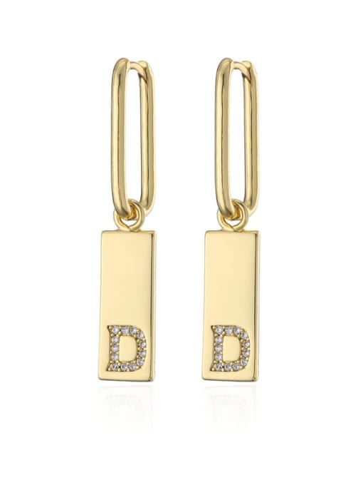 D Brass Cubic Zirconia Letter Vintage Huggie Earring
