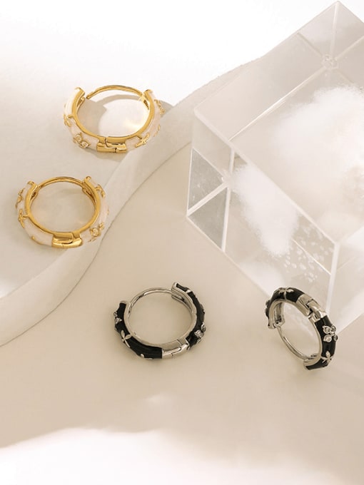 Five Color Brass Enamel Geometric Minimalist Huggie Earring 2