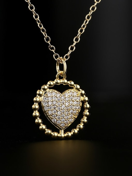 AOG Brass Cubic Zirconia Heart Vintage Necklace 1